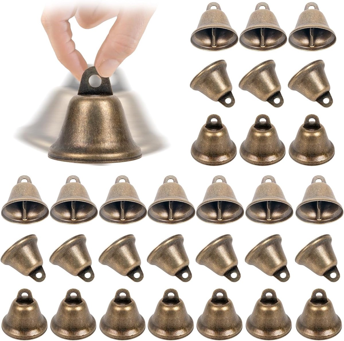 SnelShoppen - 30 Stuks Vintage Bronzen Klokken voor Creatief Gebruik, Kleine Jingle Klokjes voor Feestdecoratie, Bruiloft, Kerst en Meer