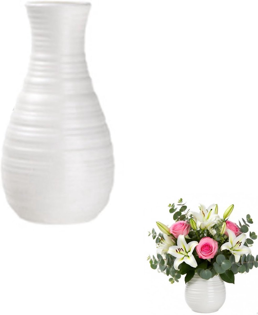 SnelShoppen - Scandinavische Stijl Vaasje Simulatie Decoratie Aesthetic Bloemenvaas Groot Wit Type B - Onbreekbaar Voor Woonkamer Eetkamer