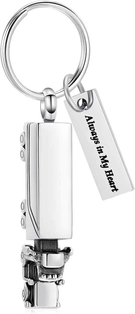 SnelShoppen - Crematie Sieraad 18 Wielen Zadel Trekker Urn Sleutelhanger voor As voor Heren en Dames Herdenkings Sieraad voor Mens en Huisdier Hond Ka