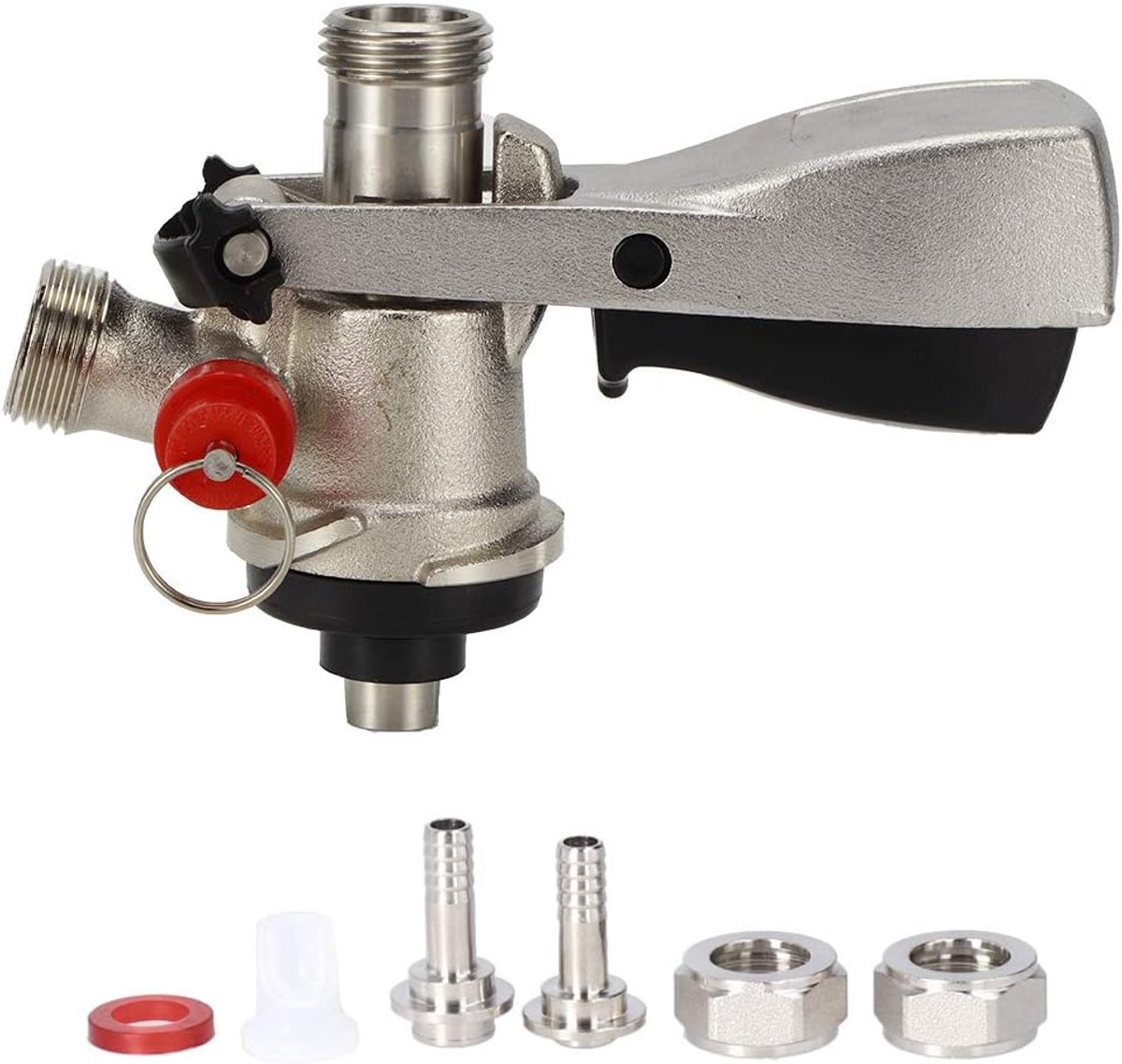 SnelShoppen - G5/8S Type Biertap Koppeling met Drukontlastingsventiel van Messing en 304 RVS - Duurzaam en Roestvrij voor Thuis Biersysteem, Perfect v