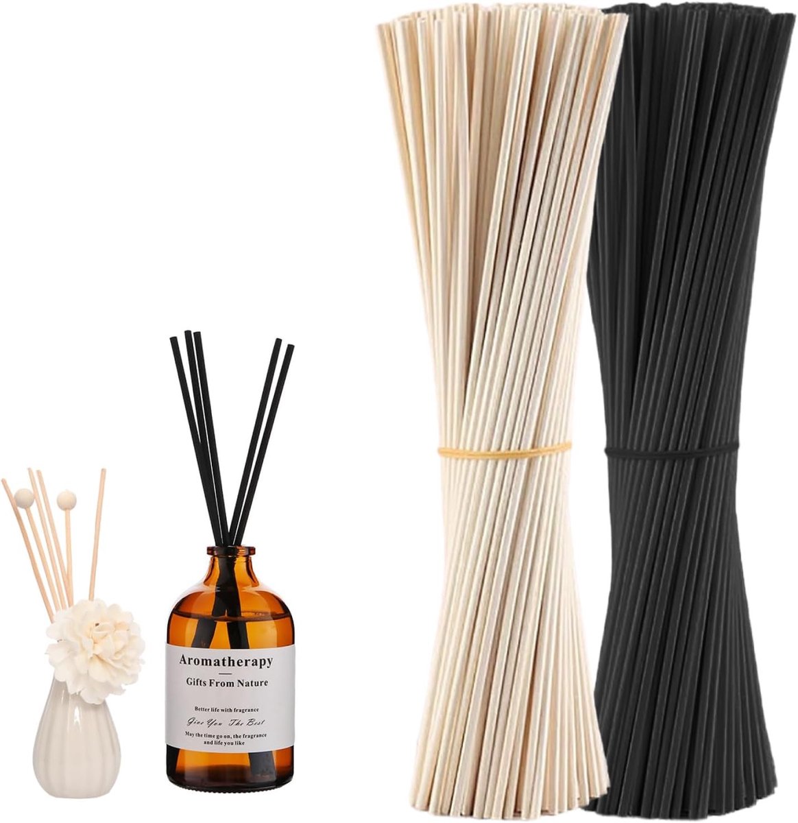 200 stuks Lange Vezel Diffuser Stokken 25cm x 3mm, Houten Kleur voor Kamille Diffuser Thuis, Kantoor, Hotel en Spa, Essentiële Olie Gebruik