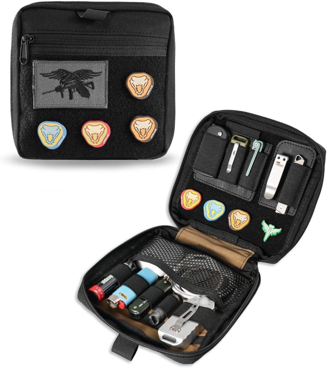 SnelShoppen - Molle Rugzak Extra Tas, Kleine Gereedschapstas, Compacte Heuptas met Patchgebied, Multifunctionele Molle Organizer voor EDC Multitools/D