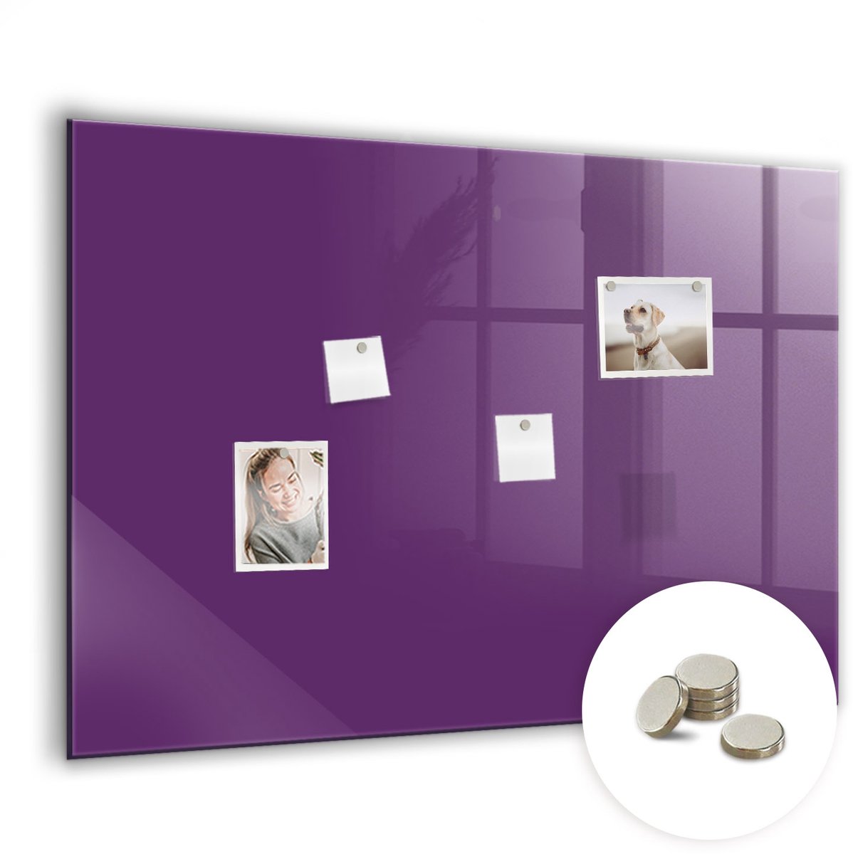 Coloray Glazen Magneetbord - Magnetisch Bord Donkerbeige kleur - 100x70 cm - Paars Magneetbord - Magnetic Board - Bureau Decoratie