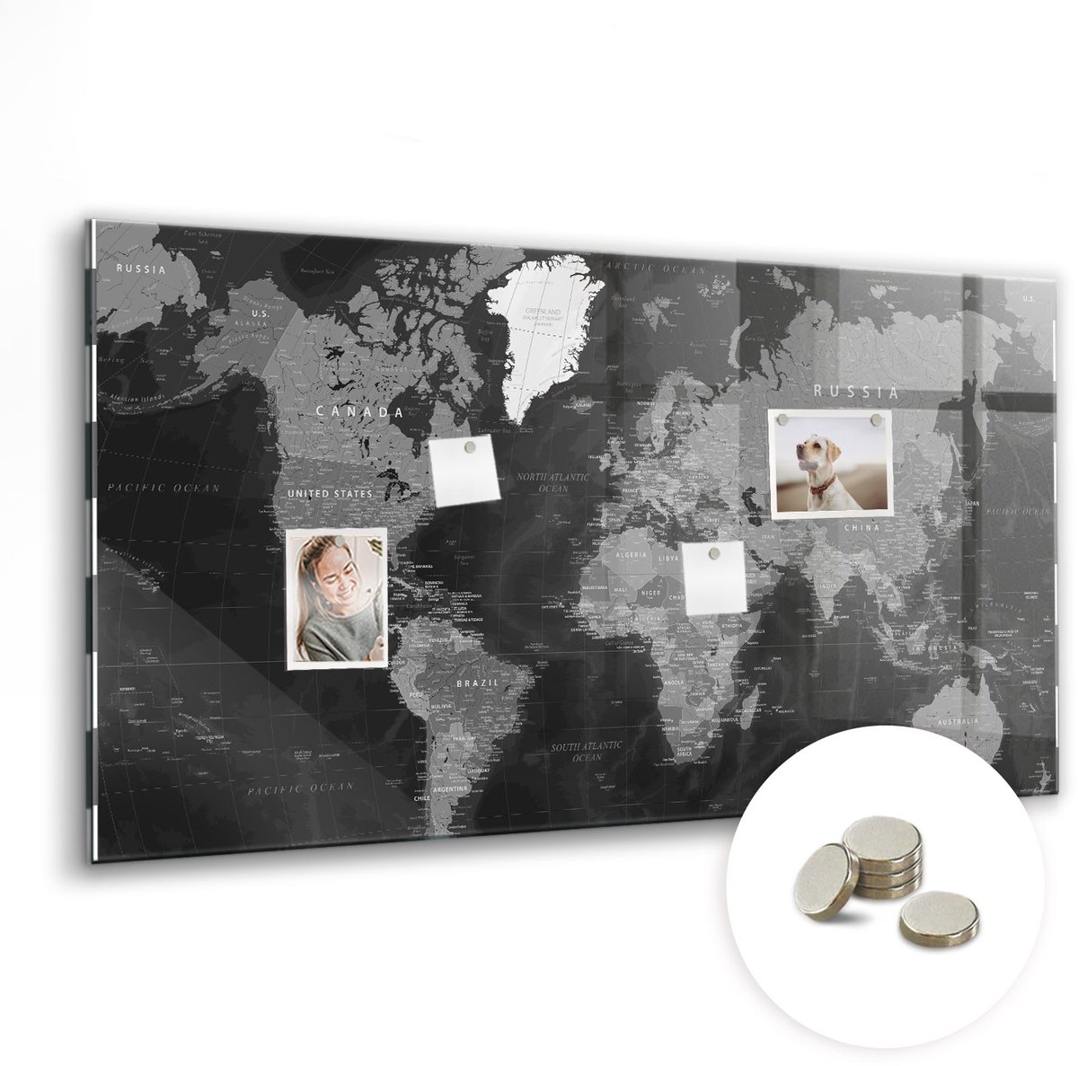 Coloray Glazen Magneetbord - Magnetisch Bord Abstracte groene velden - 120x60 cm - Zwart-wit Magneetbord - Magnetic Board - Magnetisch Wandbord