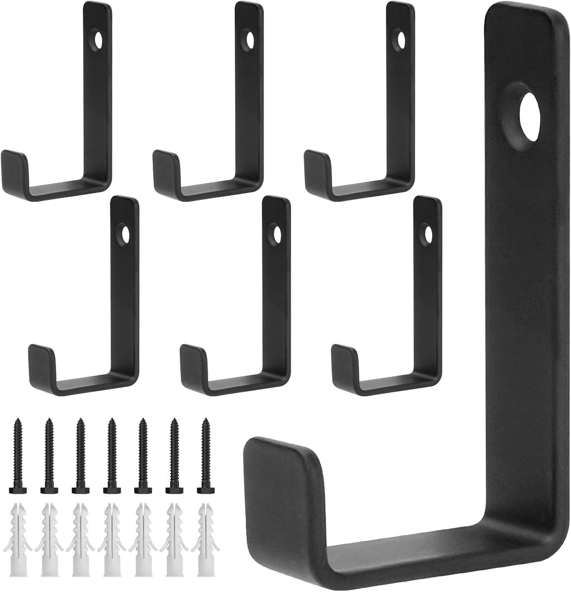 Set van 7 Wandhaken voor Jassen, Handtassen en Handdoeken - Zwarte Haakjes voor Badkamer, Slaapkamer en Woonkamer - Ideaal voor Kleding en Accessoires