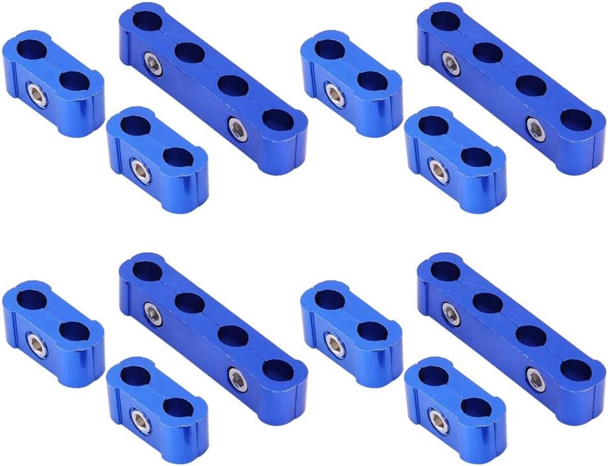 SnelShoppen - 12 Stuks Bougiekabel Scheidingsset, Gevlochten Motor Slang Separator Aluminium Aeroquip Slangfitting Klemset voor 8mm 9mm 10mm