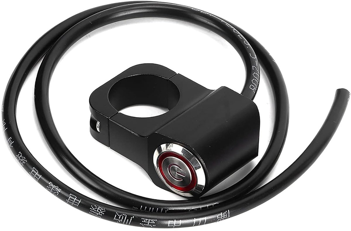 SnelShoppen - Handlebar Switch voor Motoren en ATV's, Waterproof 12V RVS LED Spotlight Schakelaar, Geschikt voor 25mm Handvatten, Zwart, Met Beschermi