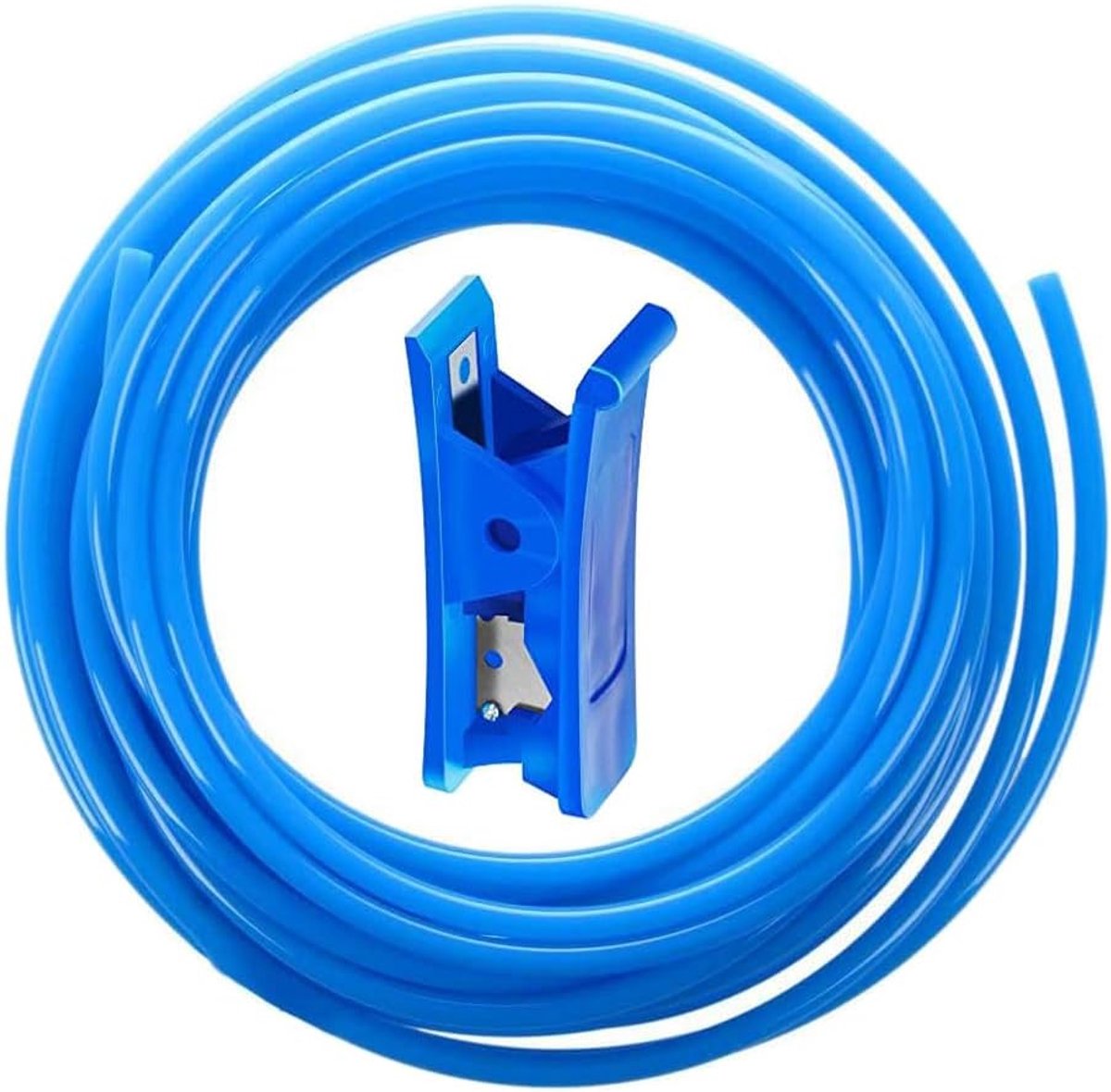 SnelShoppen - Compressed Air Hose Set 12m Blauw PU Pneumatisch 12mm OD x 8mm ID met Tube Cutter - Hoge Druk Weerstand, Duurzaam en Geschikt voor Lange