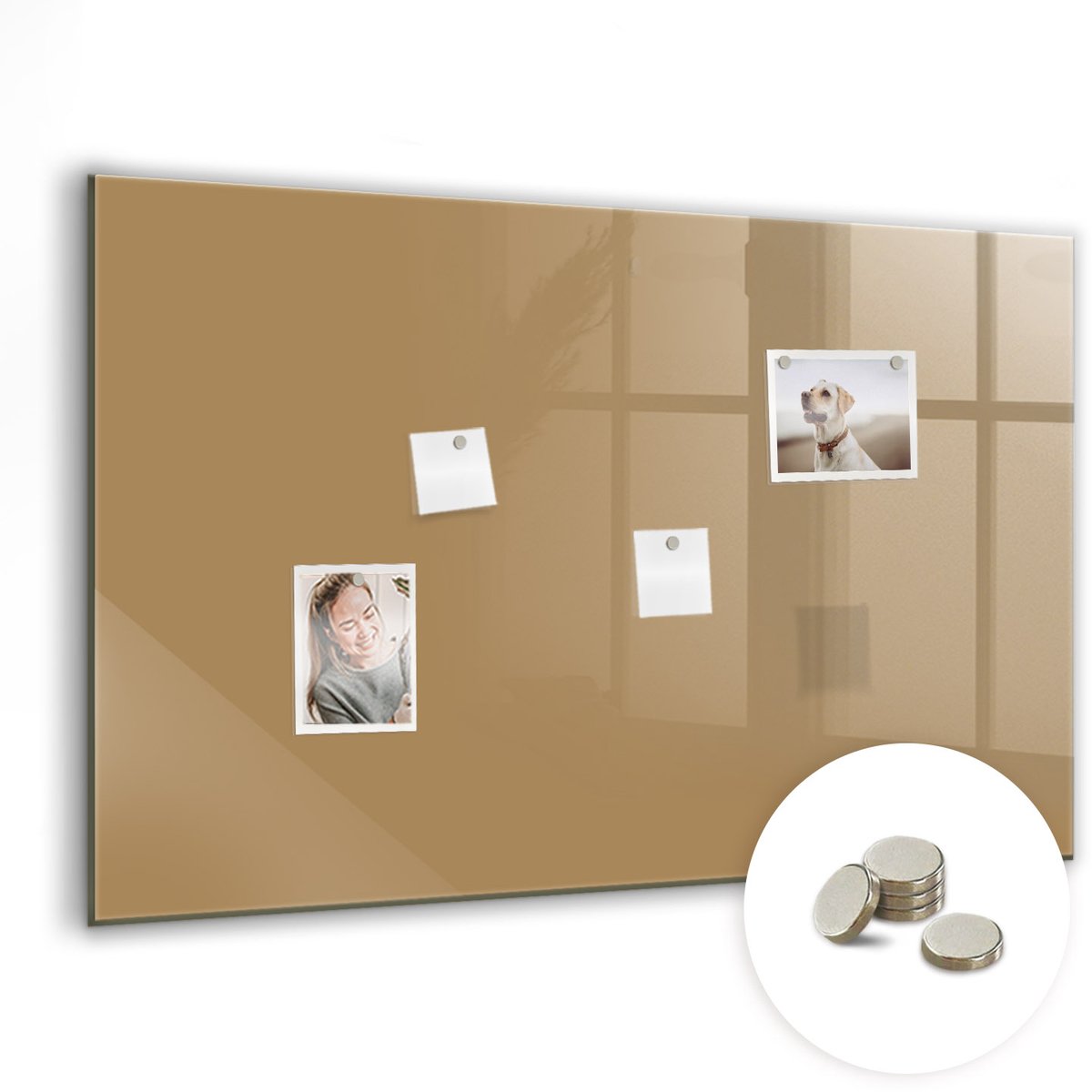 Coloray Glazen Magneetbord - Magnetisch Bord Lichtgrijze kleur - 90x60 cm - Beige Magneetbord - Magnetic Board - Memobord
