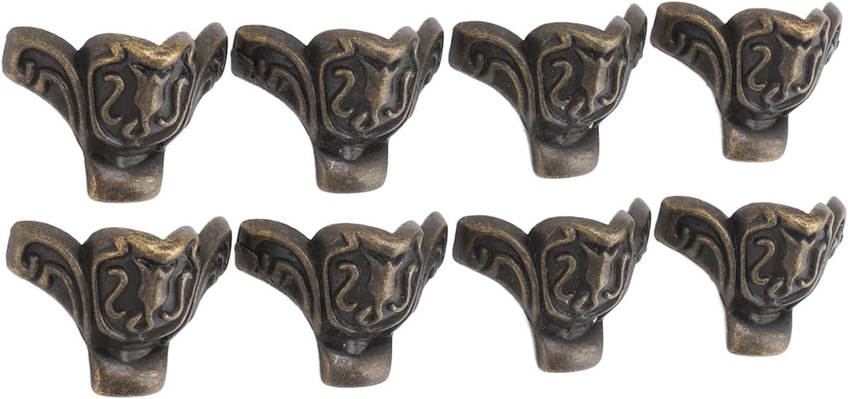 SnelShoppen - 8 Stuks Hoekbeschermers Houten Kist Voeten, Decoratieve Bronzen Zinklegering Hoekbeschermers voor Sieradenkisten, Kleine Meubels en Kast