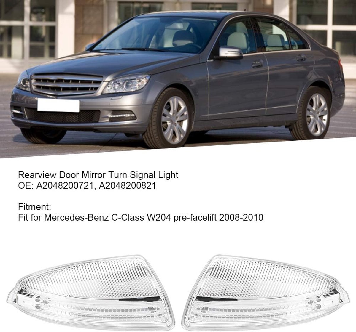 SnelShoppen - Car Mirrors Set van Zijspiegels met LED Indicator voor C-Klasse W204 2008-2010 - Hoogwaardige Kwaliteit en Universele Compatibiliteit