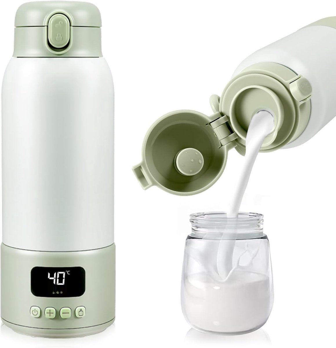 SnelShoppen - Draadloze draagbare flessenwarmer 500 ml, snelle water- en melkverwarming, lange batterijduur 16000 mAh, instelbare temperatuur 37-70°C,