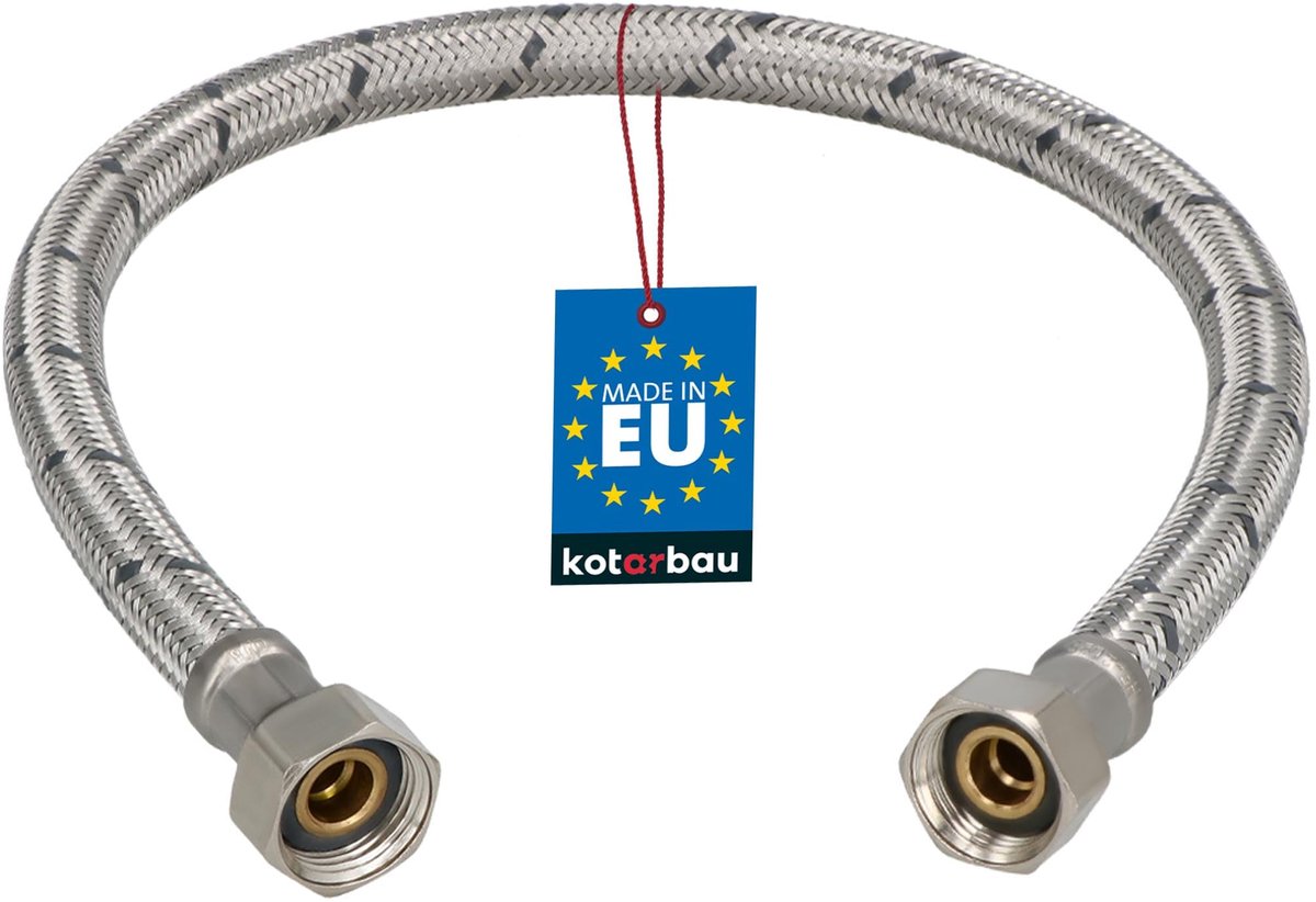 KOTARBAU® Flexibele Aansluitslang 3/8" x 3/8" - Flexibele Kraanslang 50 cm - Sanitaire Aansluitslang - Flexibele Verbindingsslang - Aansluitslang Armatuur - met Roestvrijstalen Vlechtwerk