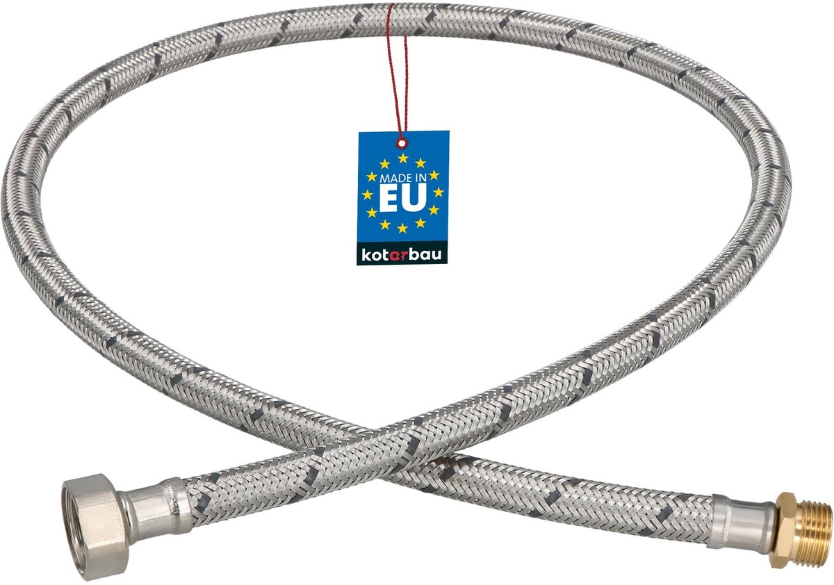 KOTARBAU® Flexibele Aansluitslang 1/2"x3/8" - Sanitaire Aansluitslang 100 cm - Flexibele Kraanslang - Buitendraad x Binnendraad - Aansluitslang Armatuur - Gevlochten Roestvrijstalen Aansluitslang