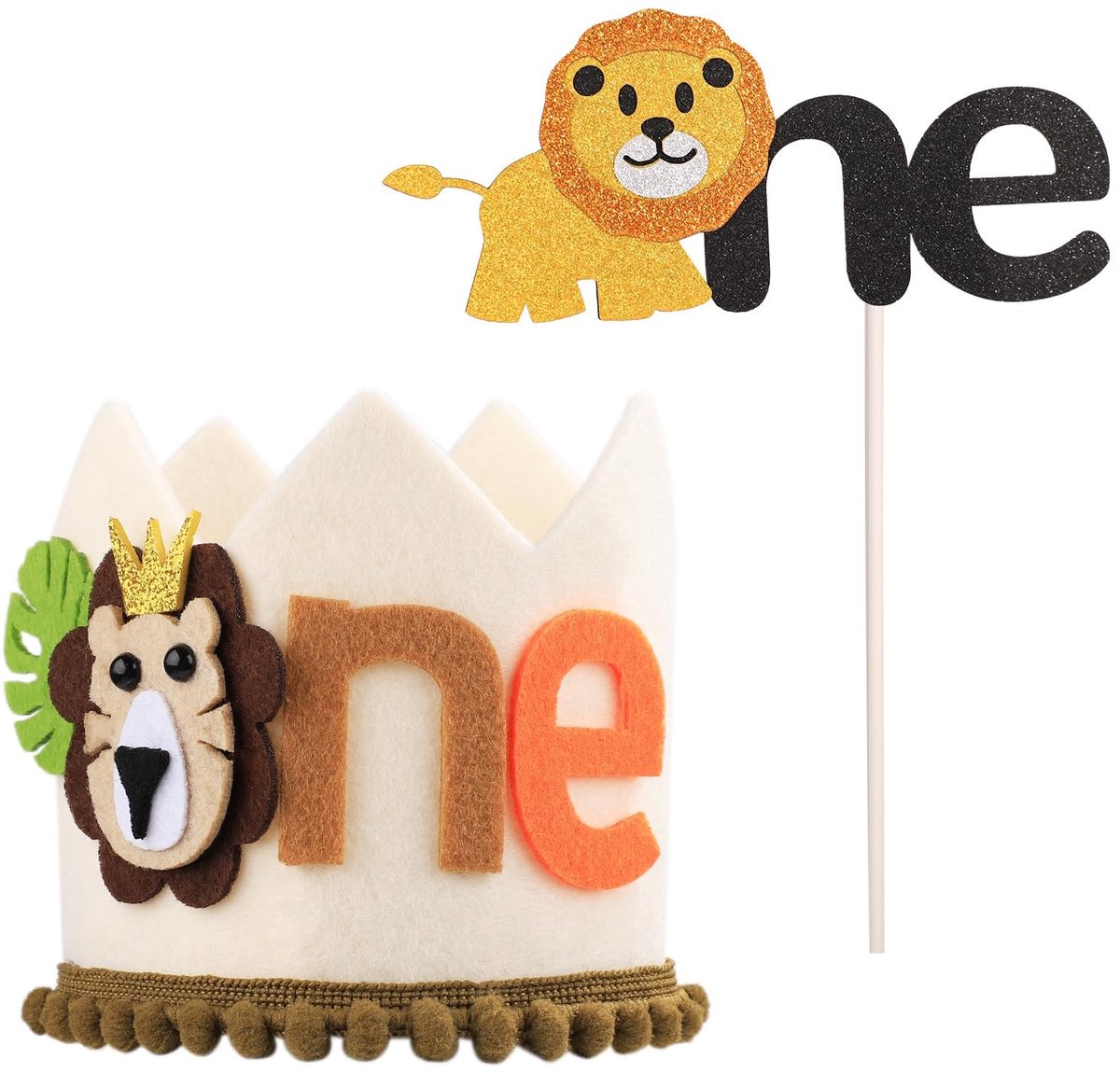 Solidchoice - Verjaardagskroon met Leeuw Cake Topper voor Kinderen