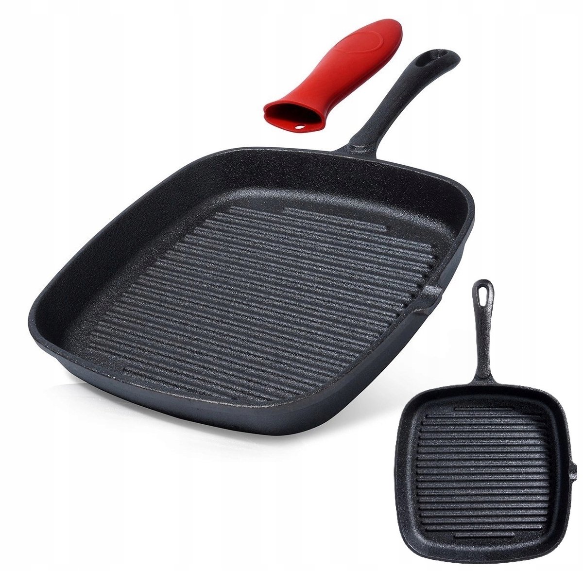 Merkloze Gietijzeren Grillpan Vierkant 24,5 x 24 cm voor Gas & Inductie