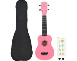 vidaXL - Ukuleleset - met - tas - voor - kinderen - sopraan - 21'' - roze