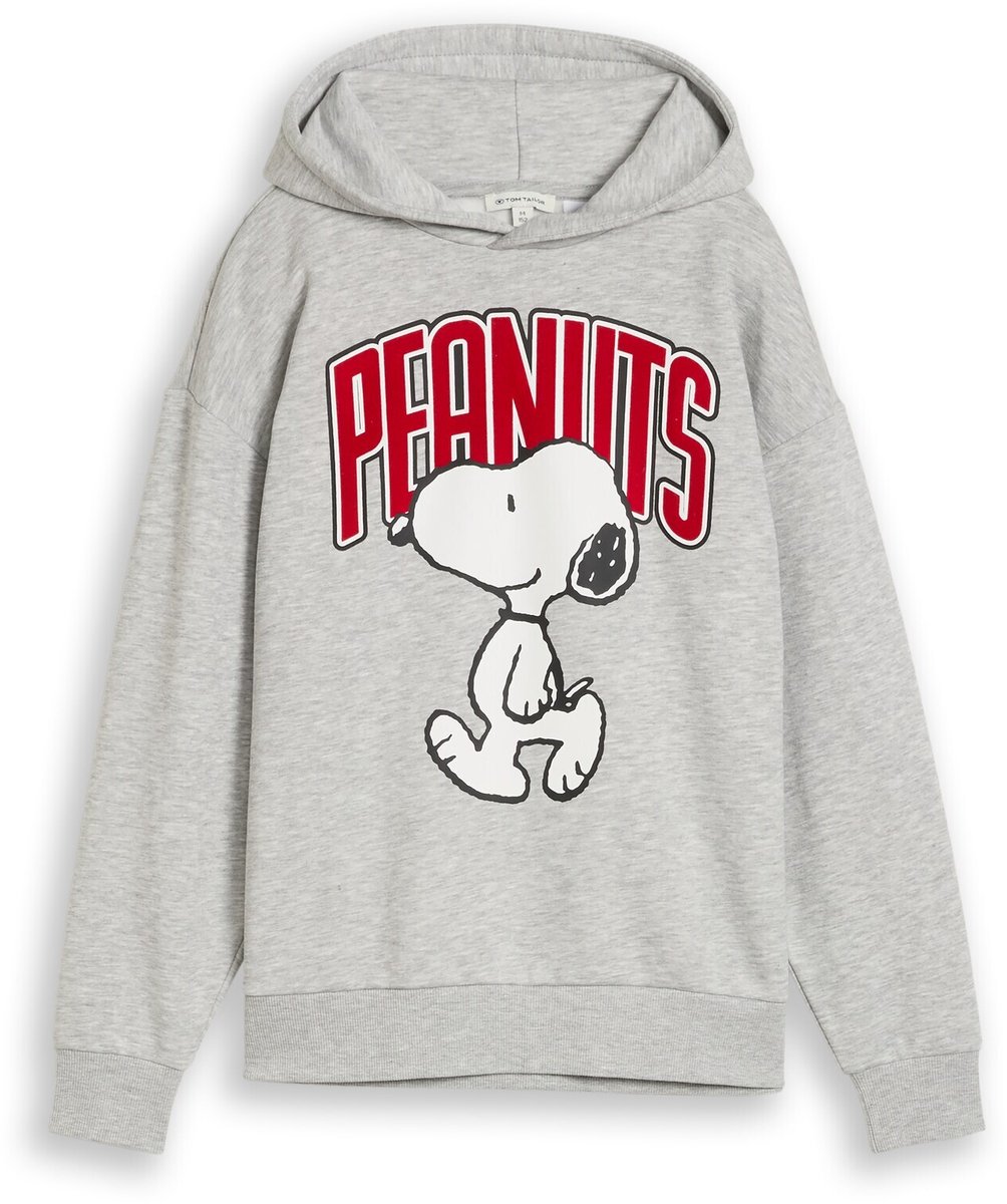 Tom Tailor - Oversized hoodie met Snoopy-print - Maat 152 - Light Stone Grey Melange