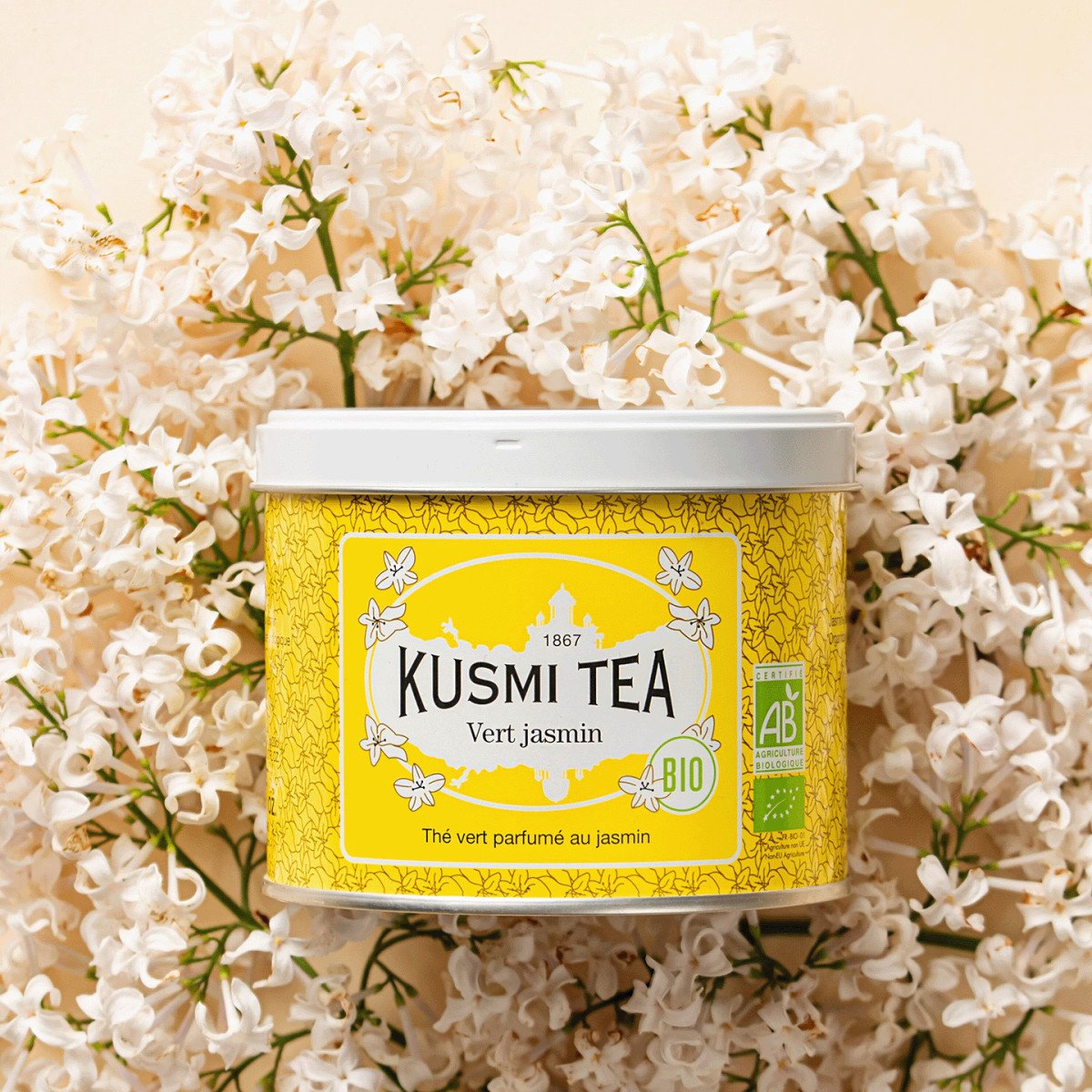 Biologische groene thee Kusmi Tea Green Jasmine, 90 g (in metalen blik)
