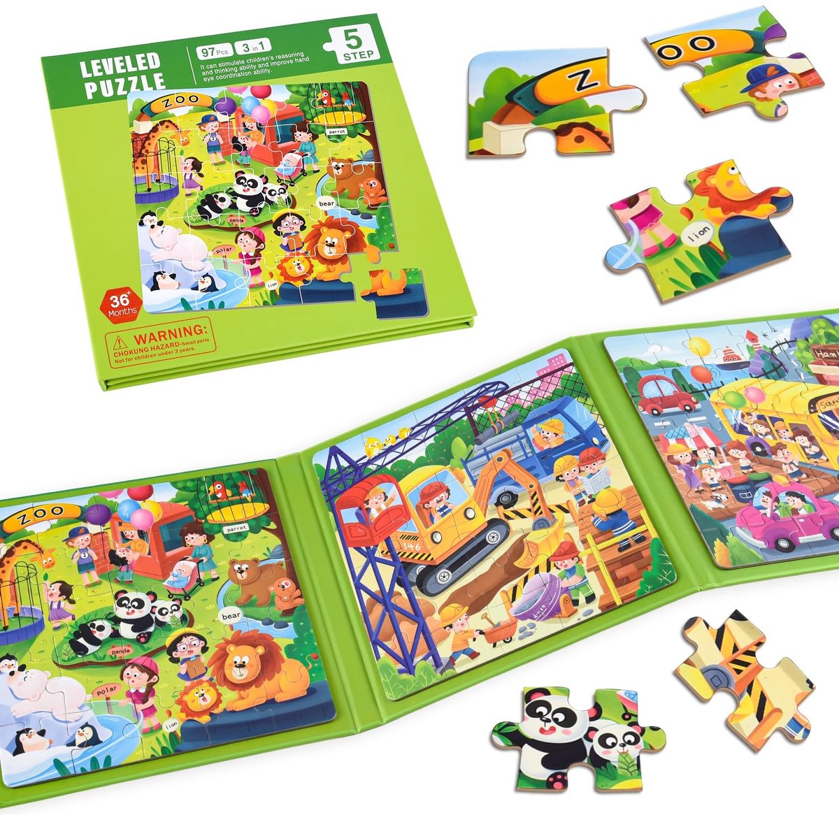 Solidchoice - Magnetische Puzzels voor Peuters met Dierentuin Thema