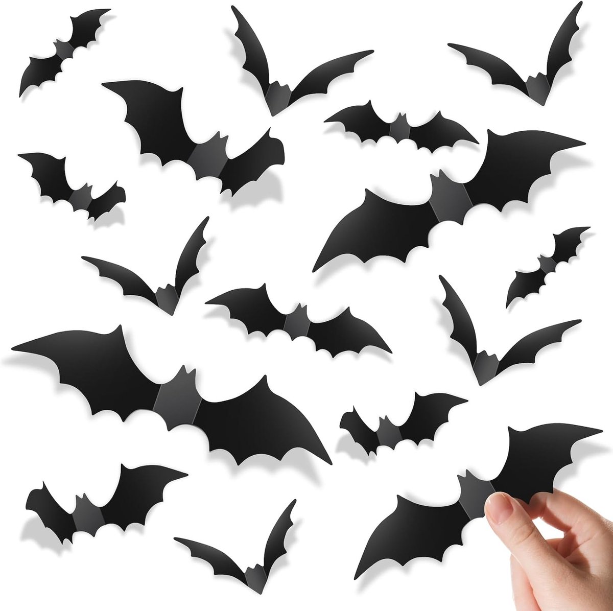 Ulisem - Halloween Vleermuis Stickers 140 Stuks – 3D Zwarte Vleermuis Muurstickers – PVC Raamdecoratie voor Halloween Feest, Huis, Badkamer & DIY Decoratie