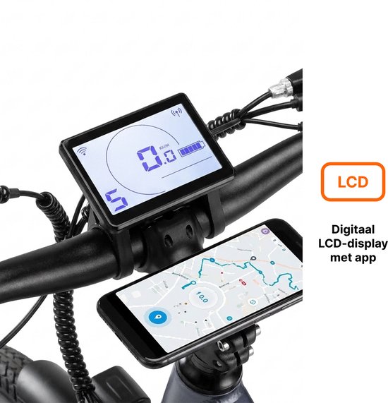 Vankel Lage Instap Elektrische Fiets - 36V 450Wh Accu - 65 km Actieradius - 26 inch Stadsfiets - Shimano 7 Versnellingen - App Display - Grijs van VANKEL — afbeelding 3