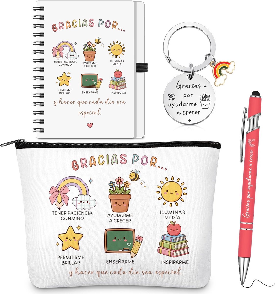 Solidchoice - Cadeauset voor Leerkrachten - Sleutelhanger, Pen, Make-Uptasje en Notitieboekje