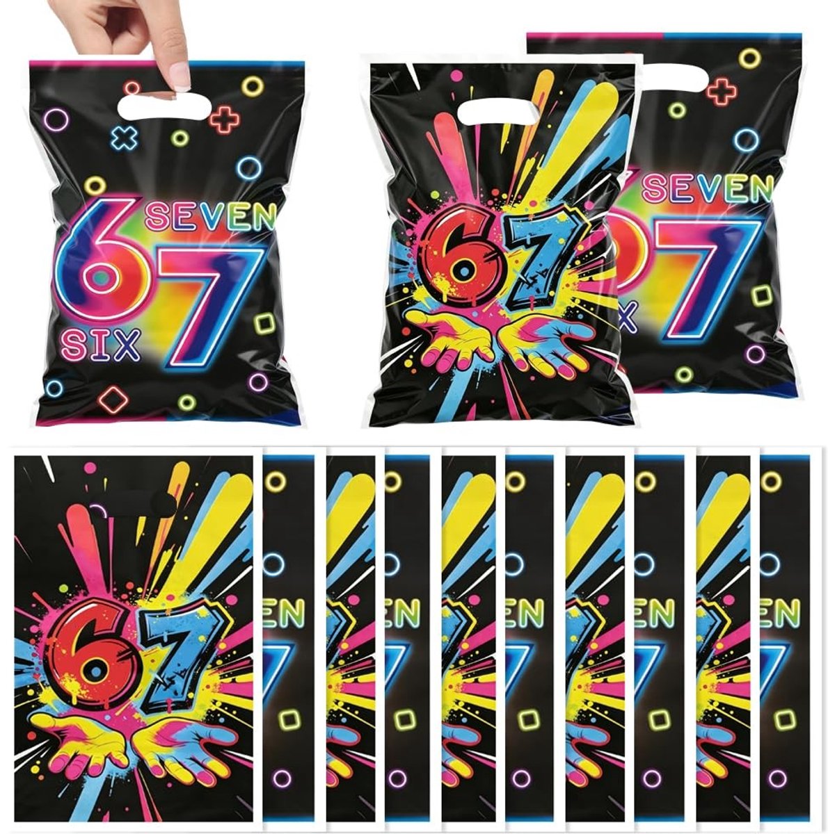 Solidchoice - 50 Stuks Plastic Candy Bags met Graffiti Design - 17x25cm Feestzakken