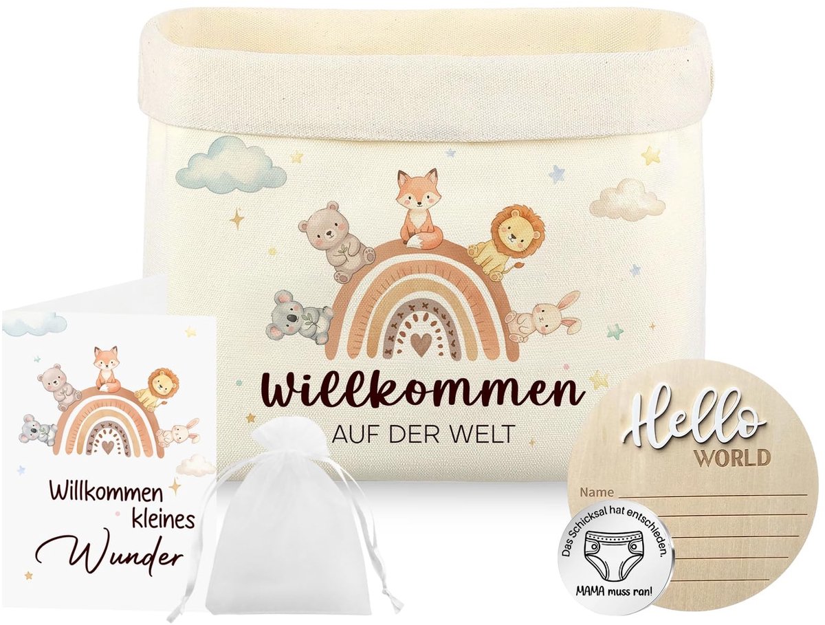 Solidchoice - Luiertas met Cadeaukaart en Houten Mijlpaalkaarten voor Pasgeborenen