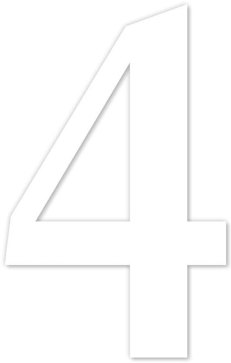 Solidchoice - Cijfersticker Nr. 4, Wit, Hoogte 10 cm, Zelfklevend