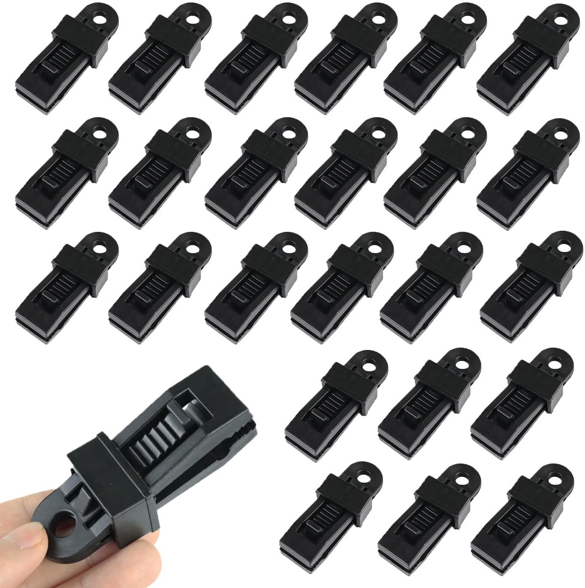 Solidchoice - Set van 24 Verstelbare Tarp Clip Klemmen voor Tentzeilen