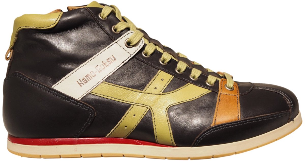 Kamo-Gutsu donkerbruine leren heren sneakers Tifo-144