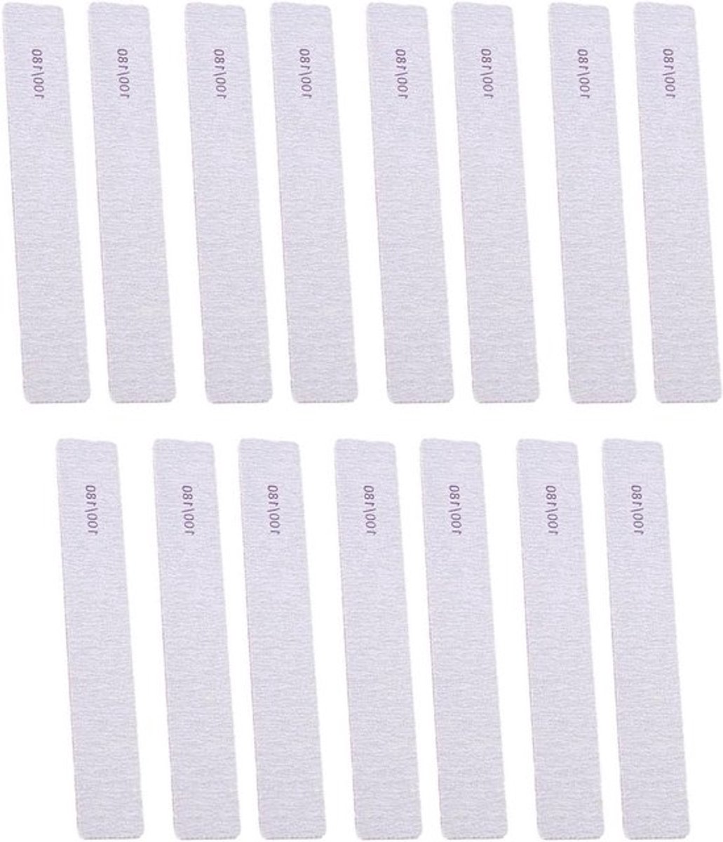 Dubbelzijdige nagelvijlen en manicure sticks, 15 stuks voor professionele nagelverzorging, DIY en salons, 100/180 Grit voor perfecte nagels