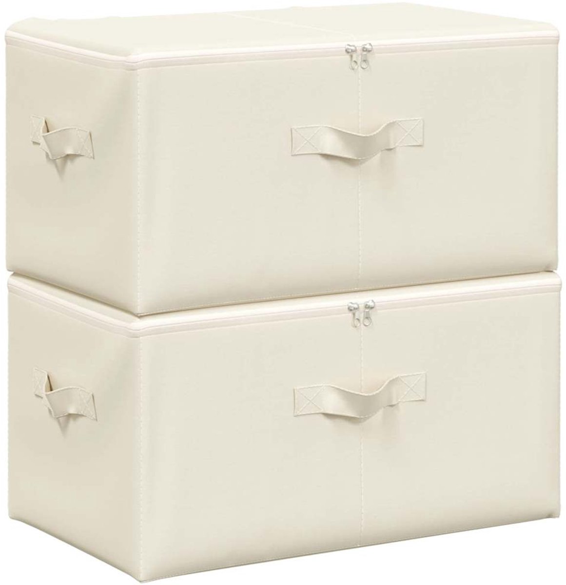 vidaXL Opbergboxen 2 st 43x34x23 cm stof crèmekleurig