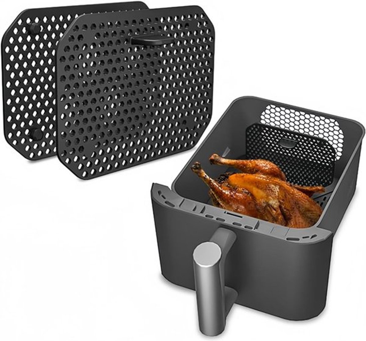 2-Pack Zwarte Spatbeschermers voor Ninja Double Stack Air Fryer - Voorkom Olie Spetters, Houd Aanrecht Schoon, Herbruikbaar Accessoire met Perfecte Pasvorm, Afmeting 30 cm