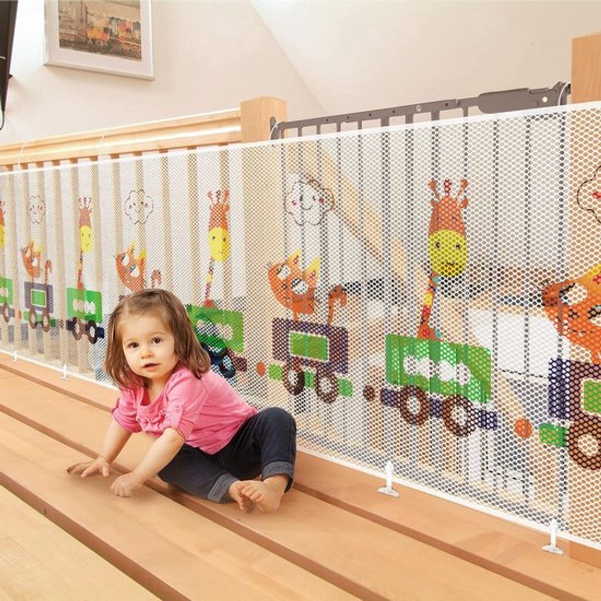 Veiligheidsnet voor Kinderen, Trapbescherming, Dikte 3 m, Schattig Dierenontwerp, Balkonbeveiliging, 300 x 74 cm (L x H)