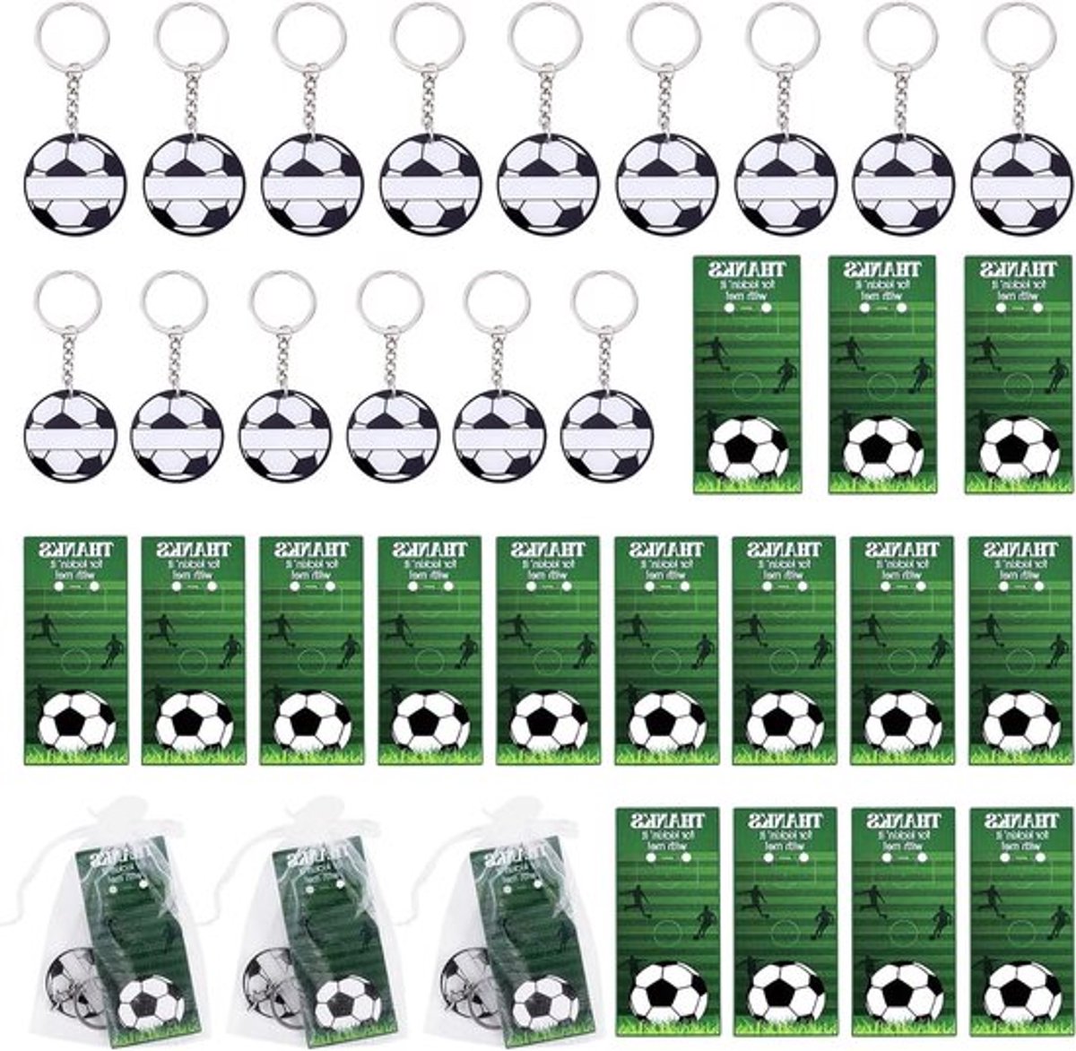 16 Sets Voetbal Sleutelhangers, Acryl Sleutelhanger voor DIY, Persoonlijke Naam Sleutelhanger voor Sportliefhebbers en Feestjes