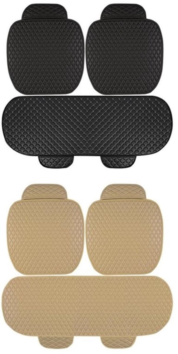 Autostoelhoes Zwart/Beige - PU Lederen Autostoelbeschermer - Ademend Antislip - Slijtvast en Duurzaam - Ergonomisch Ontwerp - Perfecte Bescherming - Autokussen