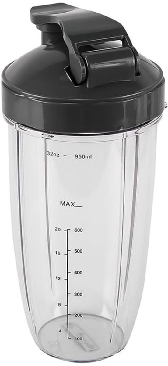Mengbekers 32 Oz - Vervangende Mengbekers - Compatibel met 600W/900W Staafmixers - Vaatwasmachinebestendig - Voedingskwaliteit Materiaal - Sportdop Inclusief - Mixbeker
