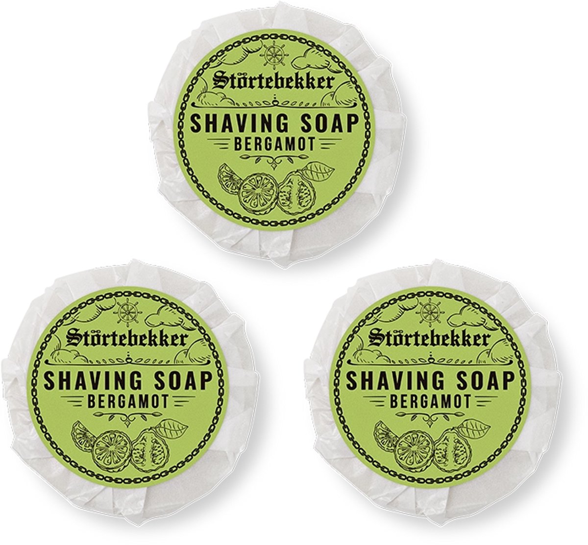 Störtebekker® Premium Scheerzeep 70 g (Bergamot) - Handgemaakte zeep voor een rijk schuim - Perfect voor het scheren met een scheermes - Veganistische scheerzeep voor dames en heren - Shaving Soap Sea Bergamot