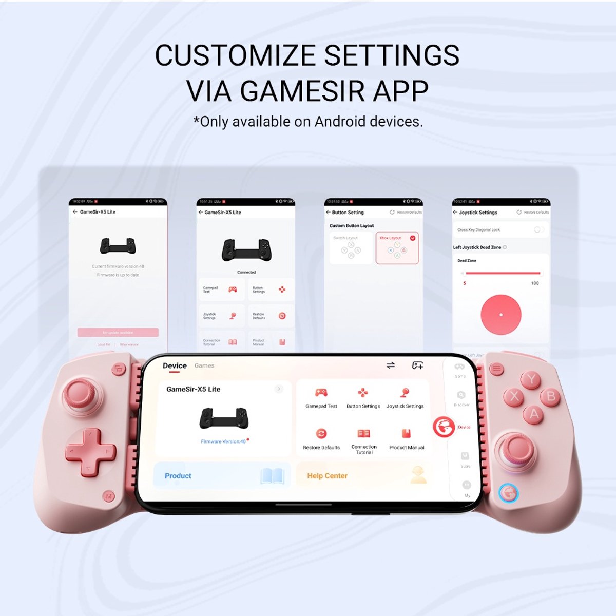 Gamesir, X5 Lite Bedrade Gaming Mobiele Gamecontroller voor Smartphone met Hall Effect Sticks, Roze thumbnail 5