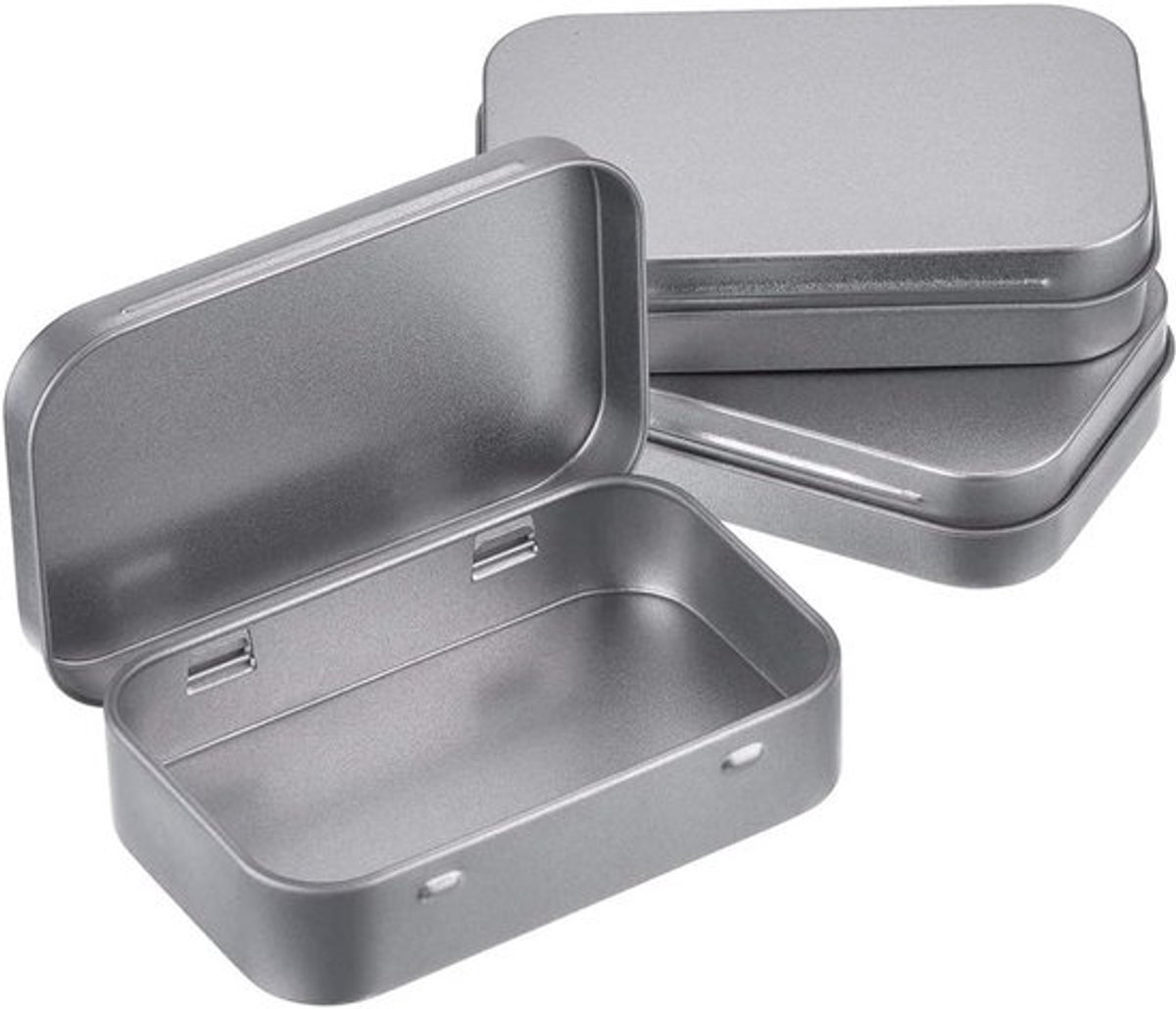 3 Stuks Zilveren Mini Rechthoekige Metalen Opbergblikken , Afmeting 95×60×20mm, Draagbare Kleine Dozen Voor Thuis, Kantoor, Uitstapjes En Reizen