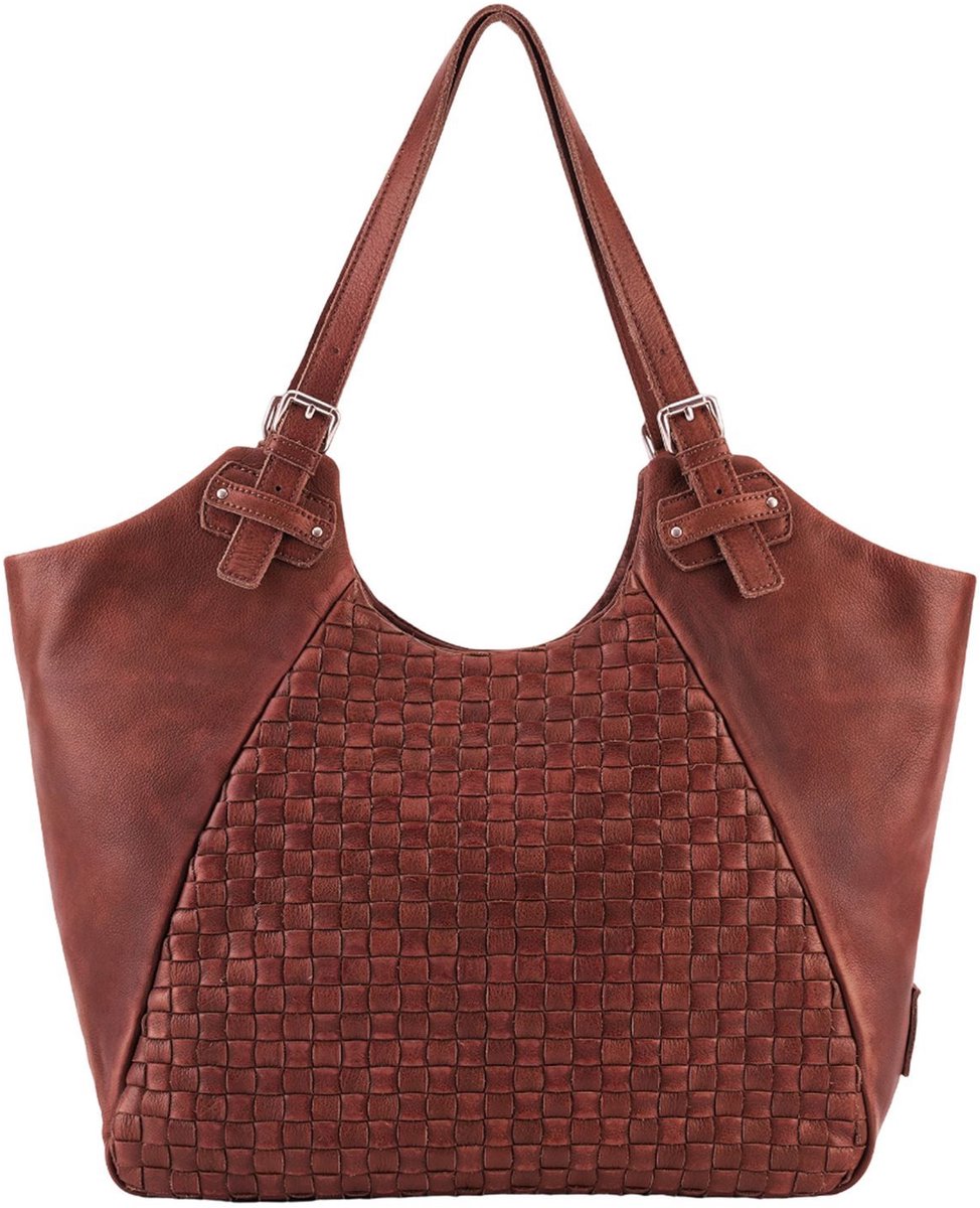 FREDsBRUDER Leren shopper Calm Weave Collection Shopper Deep Sandalwood rood