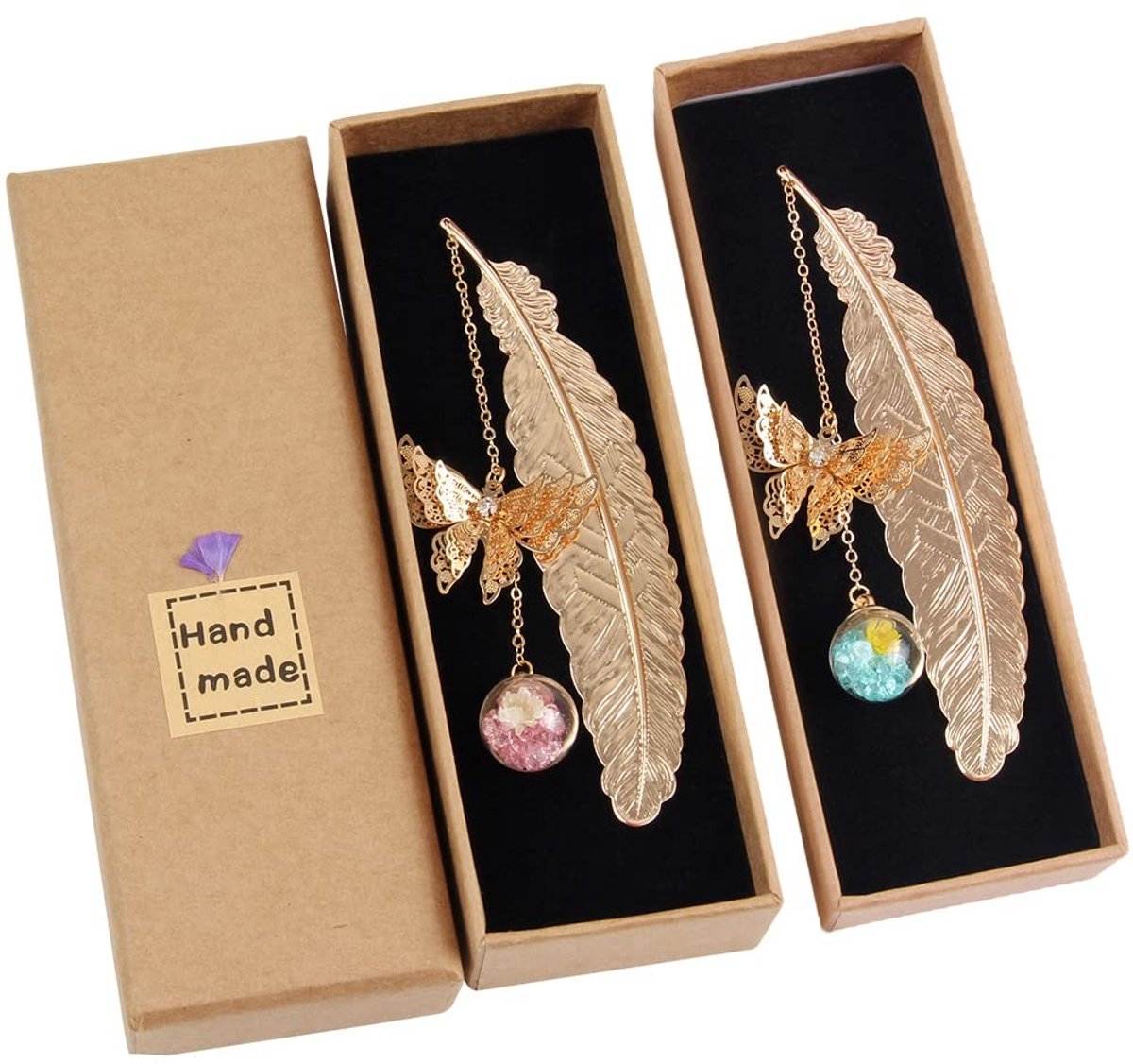 Solidchoice - 2 Stuks Vlinder Boekenleggers met Borduursels voor Boekenliefhebbers