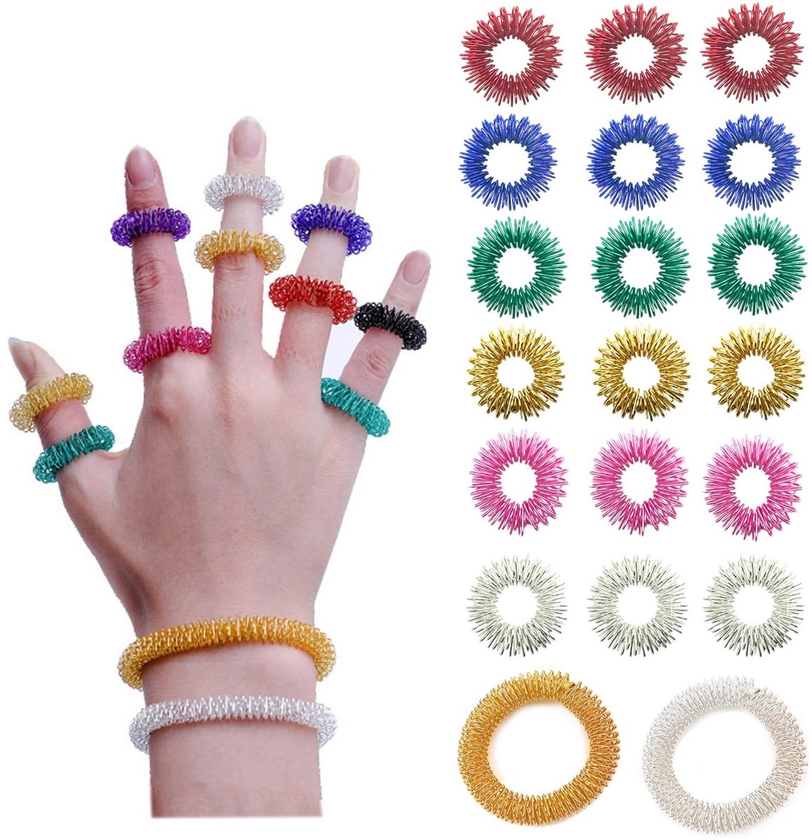 Solidchoice - Massaringen voor Vingers, 18 Stuks - Acupressuur Anti-Stress Vingermassage Set