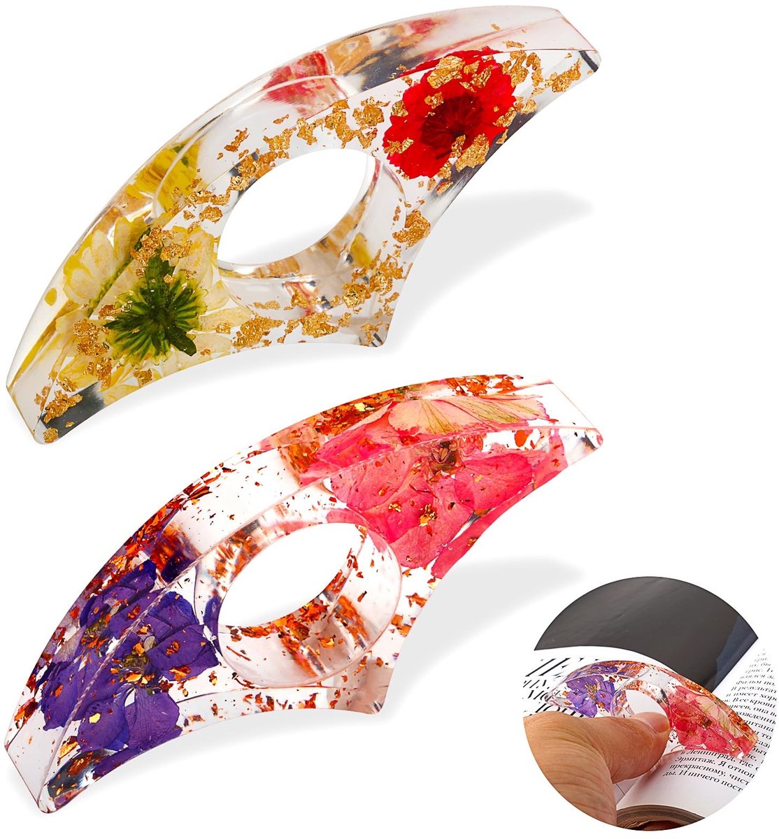 Solidchoice - Pagina houder voor boekjes met gedroogde bloemen - 2 stuks