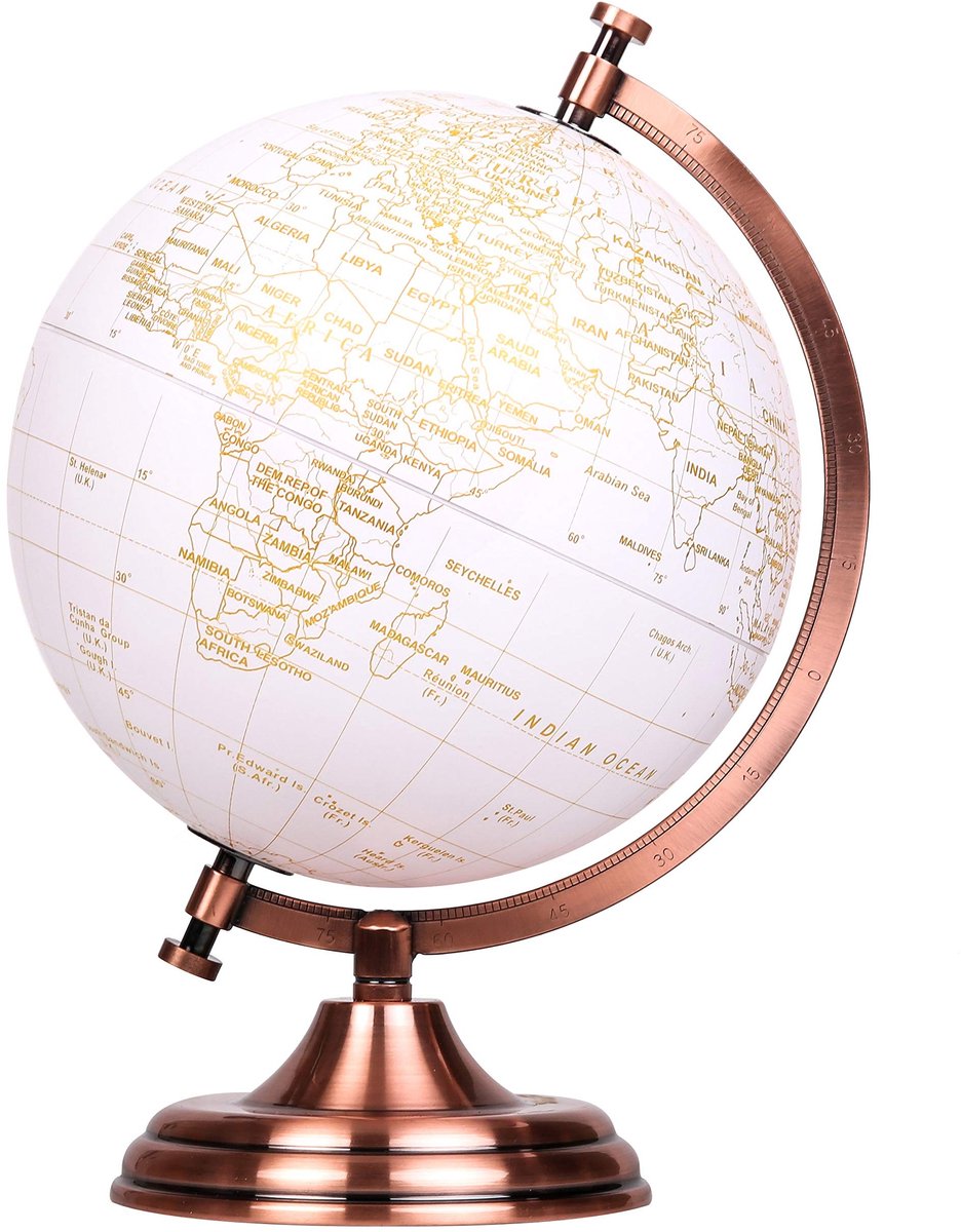 Solidchoice - Educatieve Wereldbol Gouden Metallic Kleur 20 cm