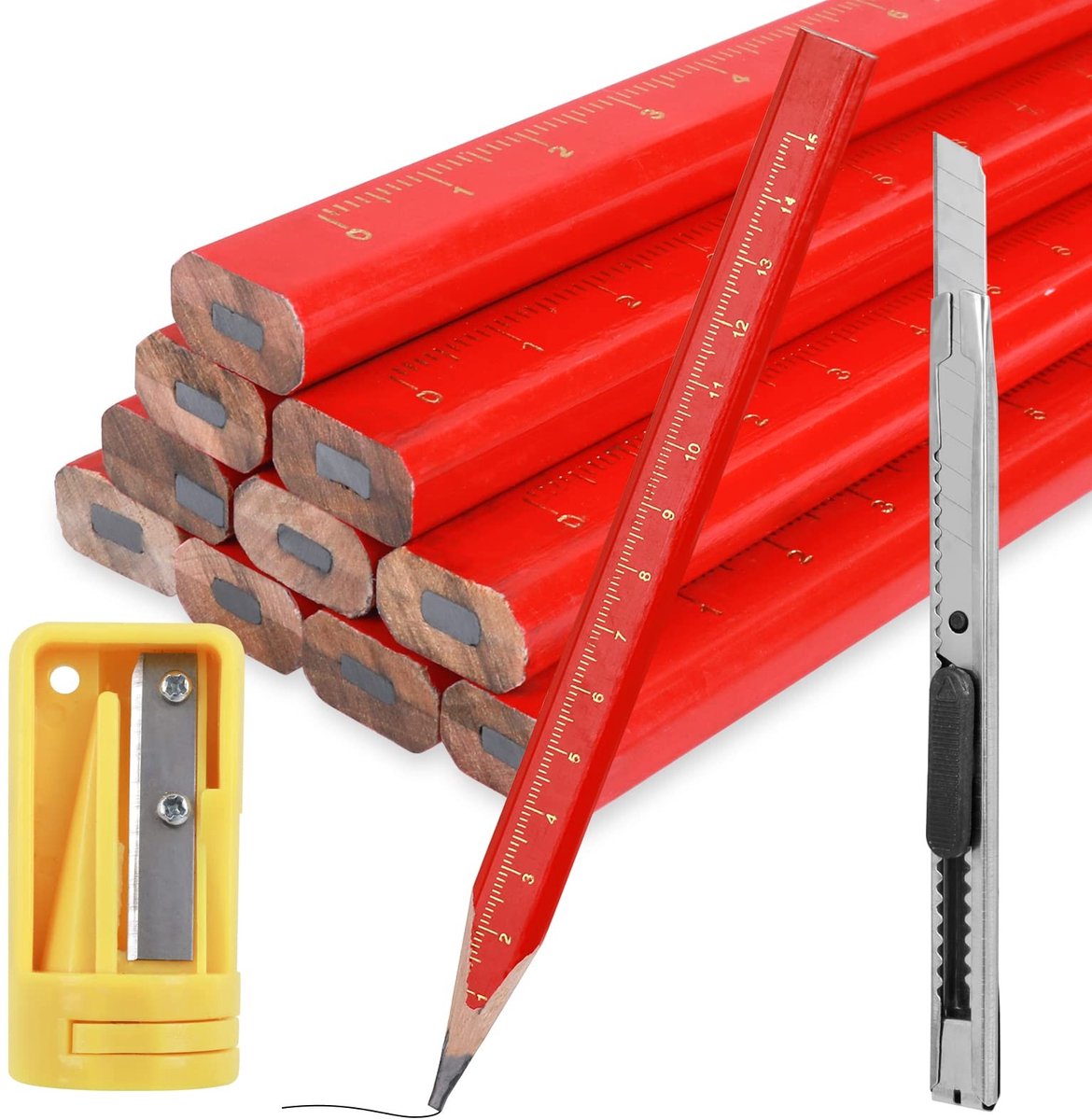 Solidchoice - 10 Stuks Houtbewerkingspotloden met Slijper
