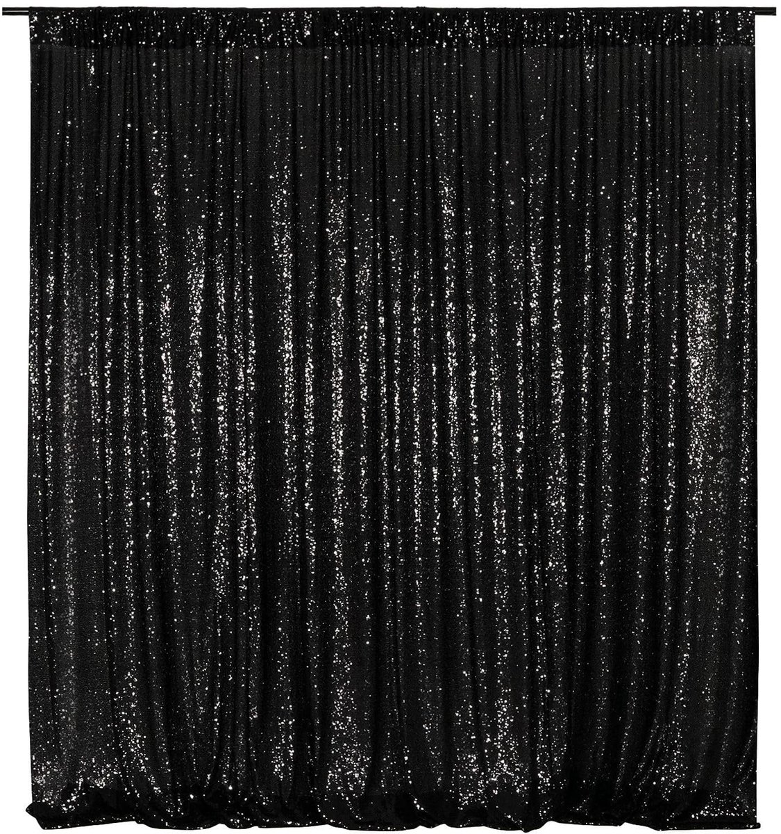 Solidchoice - 244x244cm Zwarte Pailletten Achtergrond Stof voor Bruiloft en Feesten