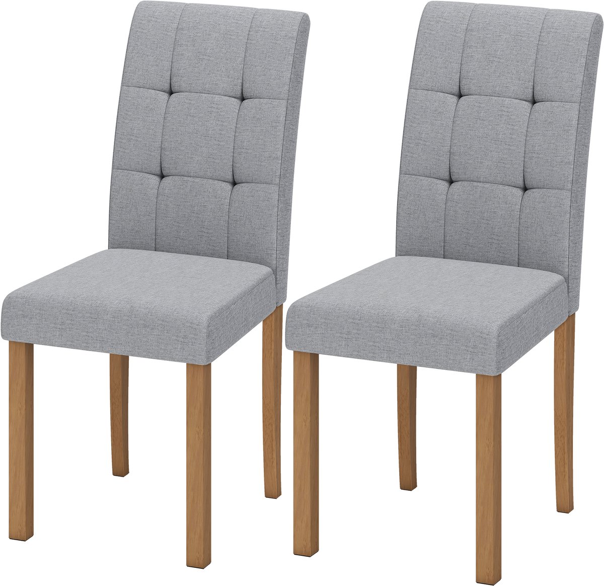 Sogiol® Eetkamerstoelen set van 2 - moderne keukenstoelen met gestoffeerde zitting in linnenlookstof - lichtgrijs